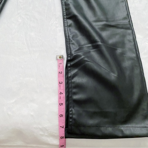 Zara Black Faux Leather Straight Leg Parted Ankle Pants - Picture 8 of 13